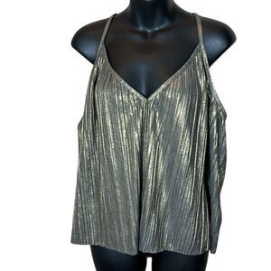 Anthropologie Cosabella grey gold shimmer pleat cami tank top new large